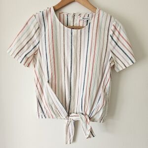 Madewell rainbow striped button back blouse